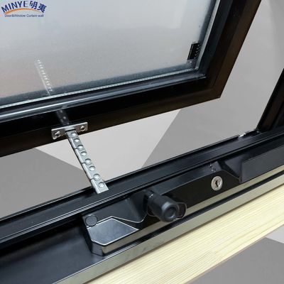 Aluminium raam thermisch doorbreken luifel venster met dubbel gehard glas en houten subframe