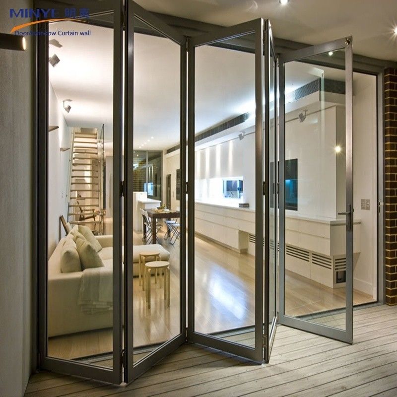 Aluminiumlegering Buitenkristal Tweevoudige deur met poedercoating en vouwontwerp