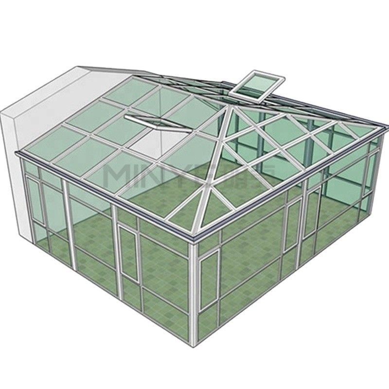 OEM/ODM balkon glazen zonnekamer met helling dak ontwerp en 5mm 9Ar 5mm glasdikte