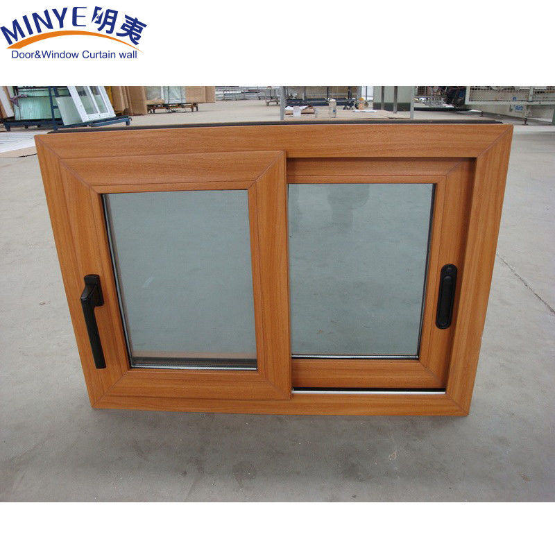 Geluidsdichte kunststofframe UPVC/PVC schuifvensters met dubbele beglazing in houten kleur