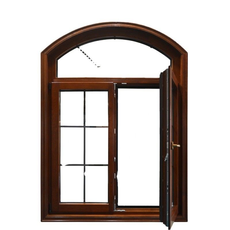 Houten graan aluminium legering Klassiek ontwerp boog Casement venster voor huis decoratie
