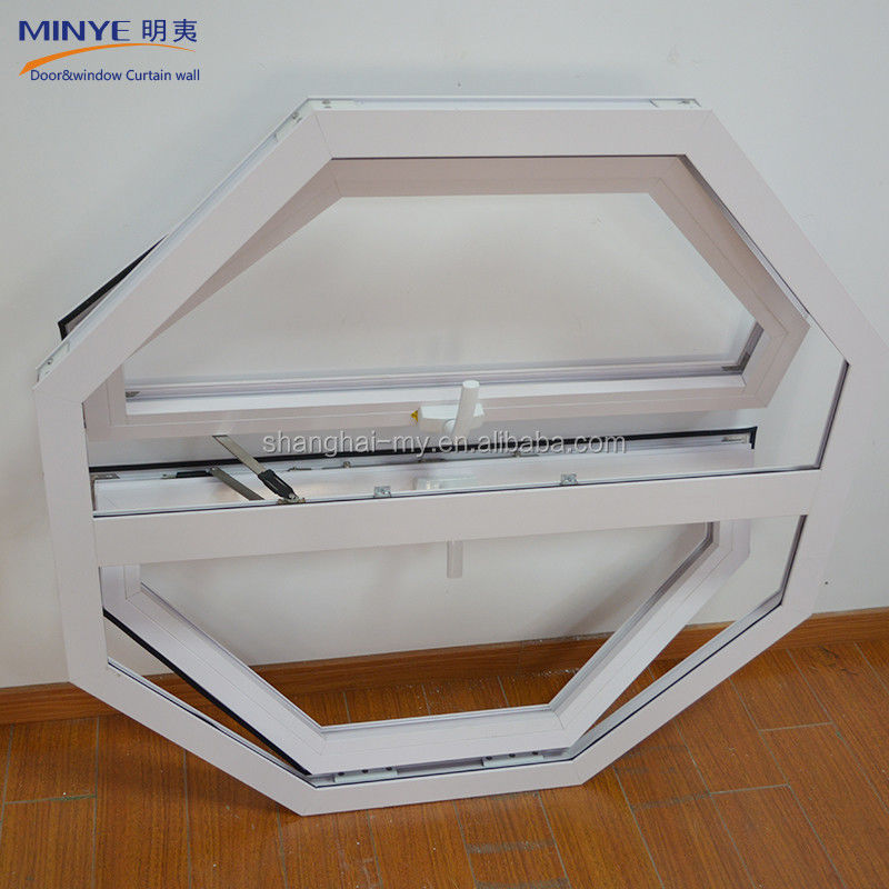 Aluminium legering zeshoekig raam met dubbel raam glasruimte venster voor horizontale opening
