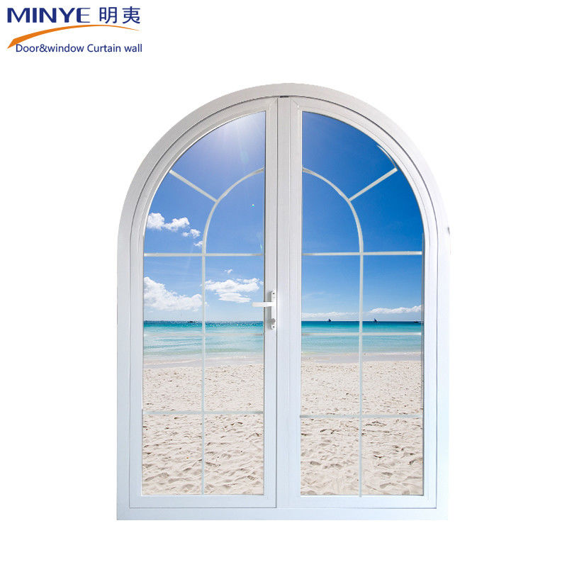 Aluminiumprofiel Arch Double Oval Glass Casement Door met waterpenetratie 450 PA
