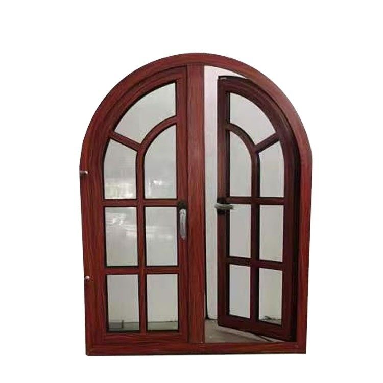CE-standaard aluminium frame beste bekleding ontwerpen hout graan half rond boogvenster